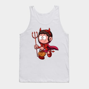 Kid In Devil Costume Trick Or Treating Tank Top